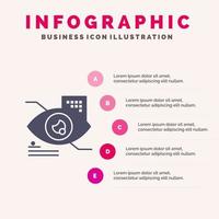 auge tippen auge tippen technologie solide symbol infografiken 5 schritte präsentation hintergrund vektor