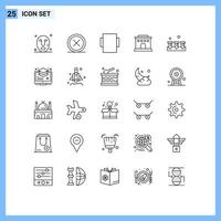Aktienvektor-Icon-Pack mit 25 Zeilenzeichen und Symbolen zum Arrangieren von Ausrüstungslayout-Konstruktionen nach Hause editierbare Vektordesign-Elemente vektor