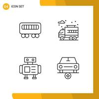 4 universell linje tecken symboler av passagerare bil stad robot stjärna redigerbar vektor design element