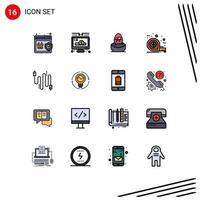 Stock Vektor Icon Pack mit 16 Zeilenzeichen und Symbolen für Audio-Tool Geschenkband Lebensmittel editierbare kreative Vektordesign-Elemente