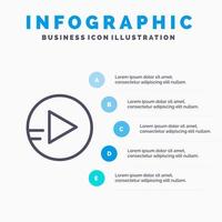 skola utbildning spela linje ikon med 5 steg presentation infographics bakgrund vektor