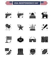 satz von 16 usa-tag-symbolen amerikanische symbole unabhängigkeitstag zeichen für amerikanische amerikanische eselsfliege bloon editierbare usa-tag-vektordesignelemente vektor
