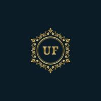 Buchstabe uf-Logo mit luxuriöser Goldvorlage. Eleganz-Logo-Vektorvorlage. vektor