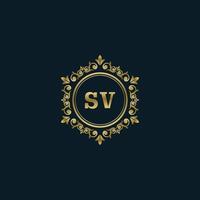 Buchstabe SV-Logo mit luxuriöser Goldvorlage. Eleganz-Logo-Vektorvorlage. vektor