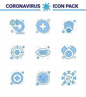 covid19 skydd coronavirus hängande 9 blå ikon uppsättning sådan som ansikte sjukdom epidemi bakterie virus viral coronavirus 2019 nov sjukdom vektor design element