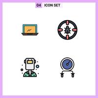 4 kreative Symbole moderne Zeichen und Symbole von Computersicherheitshardware Internet weibliche editierbare Vektordesign-Elemente vektor