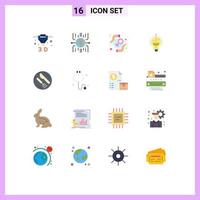 16 thematische Vektor-Flachfarben und editierbare Symbole der Mittagsbirne feministische Idee Frau editierbares Paket kreativer Vektordesign-Elemente