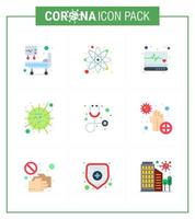 9 platt Färg viral virus korona ikon packa sådan som sjukvård virus medicinsk sars influensa viral coronavirus 2019 nov sjukdom vektor design element