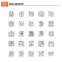 25 Geographie-Icon-Set. Vektor-Hintergrund vektor