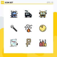 9 universelle Filledline-Flachfarben für Web- und mobile Anwendungen Fire Tool Bus Spanner Option editierbare Vektordesign-Elemente vektor