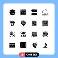 moderner Satz von 16 soliden Glyphen-Piktogrammen von Blades Cloud-Layout-Maus-Computing-editierbaren Vektordesign-Elementen vektor