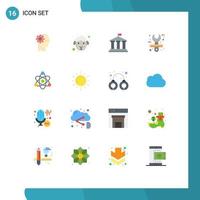 16 flaches Farbkonzept für mobile Websites und Apps Atom Schreibwaren Bank Design Architekt editierbares Paket kreativer Vektordesign-Elemente vektor
