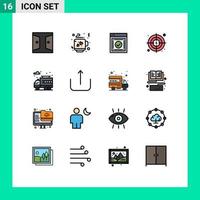 uppsättning av 16 modern ui ikoner symboler tecken för liv mål meddelande mål hemsida redigerbar kreativ vektor design element