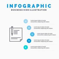 kontrakt dokumentera fil sida papper tecken signering linje ikon med 5 steg presentation infographics bakgrund vektor