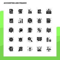 25 Buchhaltungs- und Finanzsymbolsatz solide Glyphensymbolvektor-Illustrationsvorlage für Web- und mobile Ideen für Unternehmen vektor