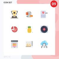 9 universelle flache Farbzeichen Symbole von Geschäftsstatistiken Unternehmen Kreisdiagramm gdpr editierbare Vektordesign-Elemente vektor