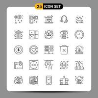 25 schwarze Symbolpaket-Umrisssymbole für ansprechende Designs auf weißem Hintergrund. 25 Symbole gesetzt. vektor