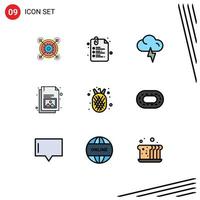 Stock Vector Icon Pack mit 9 Zeilen Zeichen und Symbolen für Amanas Comosus Bild Zurück zur Schule Galerie Business editierbare Vektordesign-Elemente