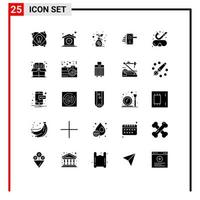 fast glyf packa av 25 universell symboler av Hem hantera design dörr pengar väska redigerbar vektor design element
