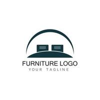 Möbel-Sofa-Logo-Design-Icon-Vorlage. Innenarchitektur-Vektor für Wohnkultur vektor