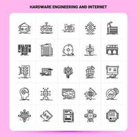 Umriss 25 Hardware-Engineering und Internet Icon Set Vektor Line Style Design Schwarze Icons Set Linear Piktogramm Pack Web und mobile Geschäftsideen Design Vector Illustration