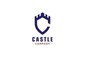 kreativ skydda med slott och första c logotyp, vektor logotyp mall.