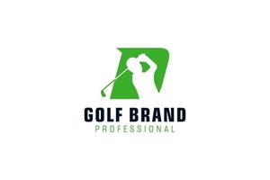 Buchstabe d für Golf-Logo-Design-Vektorvorlage, Vektoretikett des Golfsports, Logo der Golfmeisterschaft, Illustration, kreative Ikone, Designkonzept vektor