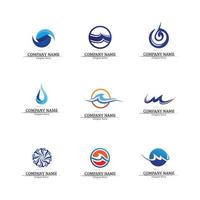 Wellen- und Wassertropfen-Logo-Vorlagen-Vektorsatz