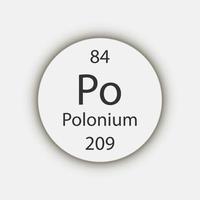 Polonium-Symbol. chemisches Element des Periodensystems. Vektor-Illustration. vektor