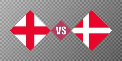 England mot Danmark flagga begrepp. vektor illustration.