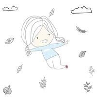 vektor illustration av skön flicka flygande sväva