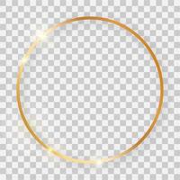 guld skinande runda ram med lysande effekter och skuggor. vektor illustration
