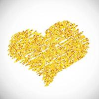 hand dragen gyllene glitter hjärta. symbol av kärlek. vektor illustration