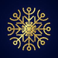 guld glitter snöflinga på mörk blå bakgrund. jul och ny år dekoration element. vektor illustration.