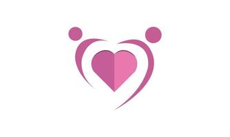 Bild von 2 Personen, die eine Herzform bilden. Vorlage für das Logo der Familienliebe. rosa herzliebeslogo. vektor