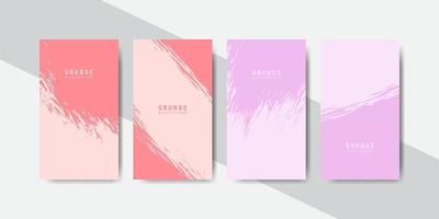 rote und rosa Pastellfarben abstrakte Grunge-Banner-Sammlung für Social-Media-Vorlagengeschichten vektor