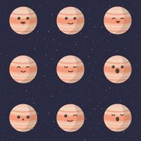 söt planet venus tecknad serie karaktär. uppsättning av söt tecknad serie planeter med annorlunda känslor. vektor illustration