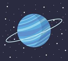 tecknad serie sol- systemet planet i platt stil. uranus planet på mörk Plats med stjärnor vektor illustration.