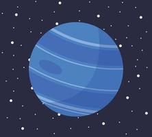 tecknad serie sol- systemet planet i platt stil. planet neptune på mörk Plats med stjärnor vektor illustration.