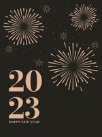 frohes neues jahr 2023. elegante feuerwerksvektorillustration hintergrund. konzept für feiertagsdekor, karte, poster, banner, flyer vektor