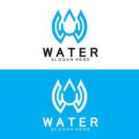 Anfangsbuchstabe w Tropfen Wasser Mineralwasser flüssiges Öl blau modernes Logo-Design vektor