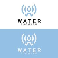 Anfangsbuchstabe w Tropfen Wasser Mineralwasser flüssiges Öl blau modernes Logo-Design vektor