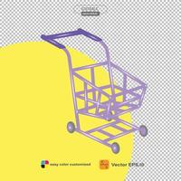 3D-Einkaufswagen für Online-Shopping und digitale Marketingideen. 3D-Korb Warenkorb und Werbeetiketten auf weißem Hintergrund Einkaufstasche kaufen verkaufen Rabatt 3D-Vektor-Symbol-Illustration vektor