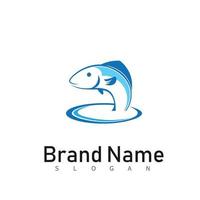 fisk logotyp design emblem djur- vektor