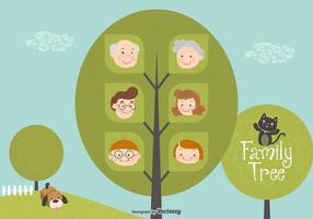 Cute Cartoon Family Tree Vector