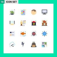 Aktienvektor-Icon-Pack mit 16 Zeilenzeichen und Symbolen für Computer-IMAC-Jobanzeigen-Gerät Computer-bearbeitbares Paket kreativer Vektordesign-Elemente vektor