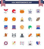 4. juli usa glücklicher unabhängigkeitstag symbol symbole gruppe von 25 modernen wohnungen von ammern usa vereinigtes wahrzeichen gebäude editierbare usa tag vektor design elemente