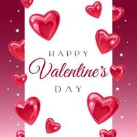 Valentinstag. helles banner mit glänzenden süßen herzförmigen lutschern. für werbebanner, website, poster, verkaufsflyer vektor