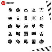 25 kreative Symbole moderne Zeichen und Symbole des Teams Hochzeitstorte Winkel Hochzeitsskala editierbare Vektordesign-Elemente vektor