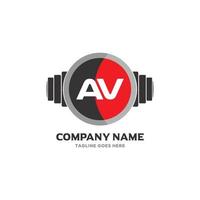 av-Brief-Logo-Design-Ikone Fitness- und Musik-Vektorsymbol. vektor